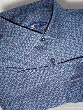 Stone Rose Mens XXL Martini Print Button Down Shirt Navy Long Sleeve